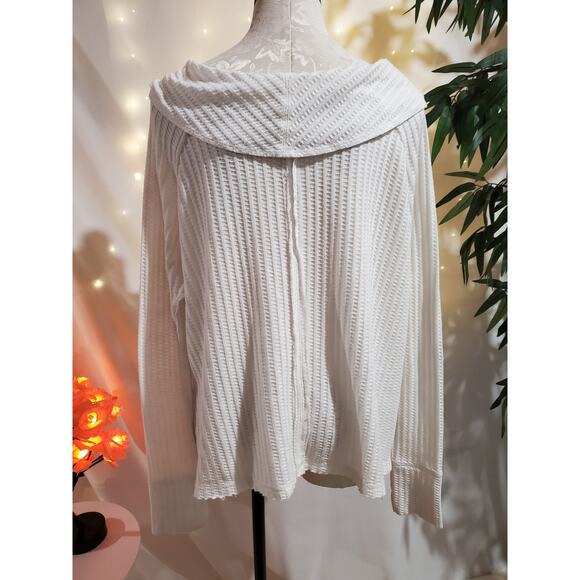 We The Free People Wildcat Thermal Waffle Knit Raw Hem Oversized Top Size XS - Picture 4 of 12